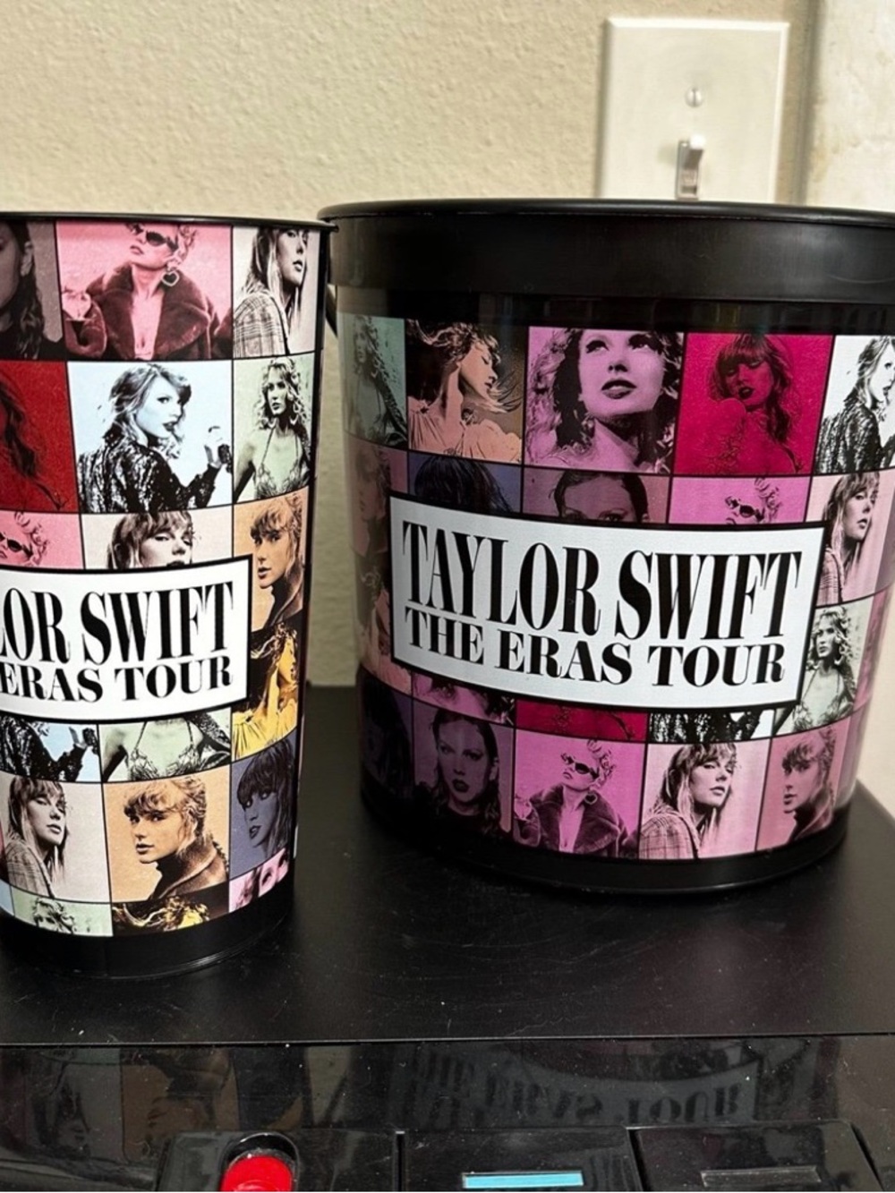 Taylor Swift Pink and Black Eras Tour Collage Popcorn Set